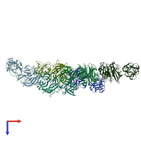 PDB entry 3vt2 coloured by chain, top view.
