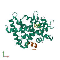 PDB entry 3vt4 coloured by chain, front view.