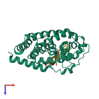 PDB entry 3vt4 coloured by chain, top view.