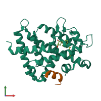 Hetero dimeric assembly 1 of PDB entry 3vt5 coloured by chemically distinct molecules, front view.