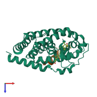 PDB entry 3vt5 coloured by chain, top view.