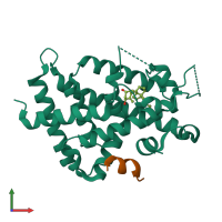 PDB entry 3vt7 coloured by chain, front view.