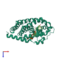 PDB entry 3vtd coloured by chain, top view.