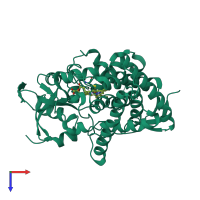 PDB entry 3vtj coloured by chain, top view.