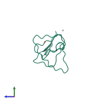 PDB entry 3vtn coloured by chain, side view.