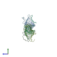 PDB entry 3vto coloured by chain, side view.