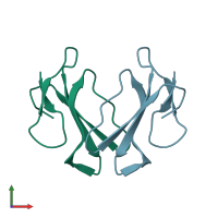 PDB entry 3vts coloured by chain, front view.