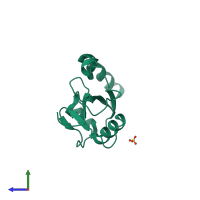 PDB entry 3vtv coloured by chain, side view.