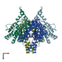 PDB entry 3vtz coloured by chain, top view.