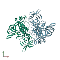 PDB entry 3vu1 coloured by chain, front view.