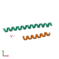 PDB entry 3vu5 coloured by chain, front view.