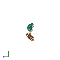 PDB entry 3vu5 coloured by chain, side view.