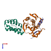PDB entry 3vu7 coloured by chain, top view.