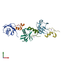 PDB entry 3vuw coloured by chain, front view.