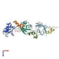 PDB entry 3vuw coloured by chain, top view.