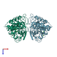 PDB entry 3vv3 coloured by chain, top view.