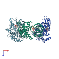PDB entry 3vvh coloured by chain, top view.