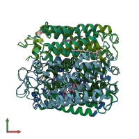 PDB entry 3vvk coloured by chain, front view.