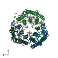 PDB entry 3vvk coloured by chain, side view.