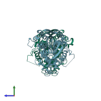 PDB entry 3vvl coloured by chain, side view.