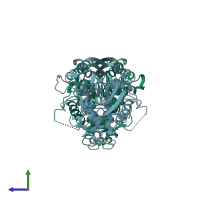 PDB entry 3vvm coloured by chain, side view.
