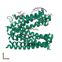 PDB entry 3vvo coloured by chain, front view.
