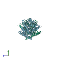 PDB entry 3vvp coloured by chain, side view.
