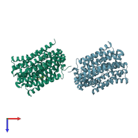 PDB entry 3vvp coloured by chain, top view.
