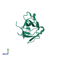 PDB entry 3vvv coloured by chain, side view.