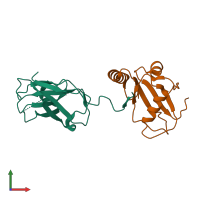 PDB entry 3vvw coloured by chain, front view.