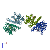 PDB entry 3vw2 coloured by chain, top view.