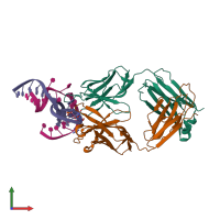 PDB entry 3vw3 coloured by chain, front view.