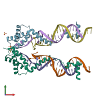 PDB entry 3vw4 coloured by chain, front view.