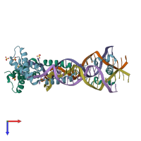 PDB entry 3vw4 coloured by chain, top view.
