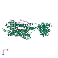 PDB entry 3vw7 coloured by chain, top view.