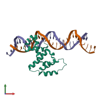 PDB entry 3vwb coloured by chain, front view.