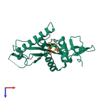 PDB entry 3vwe coloured by chain, top view.