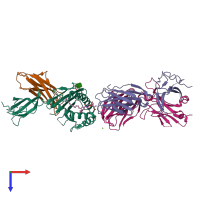 PDB entry 3vwj coloured by chain, top view.