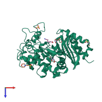 PDB entry 3vwp coloured by chain, top view.