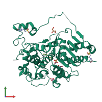 PDB entry 3vwr coloured by chain, front view.