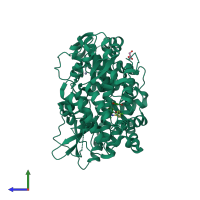 PDB entry 3vws coloured by chain, side view.