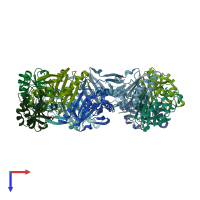 PDB entry 3vwu coloured by chain, top view.