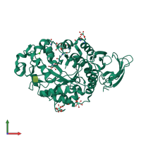 PDB entry 3vx0 coloured by chain, front view.