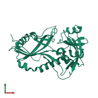 PDB entry 3vx6 coloured by chain, front view.