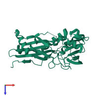 PDB entry 3vx6 coloured by chain, top view.