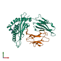 PDB entry 3vxn coloured by chain, front view.