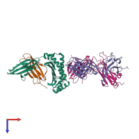PDB entry 3vxs coloured by chain, top view.