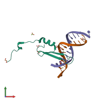 PDB entry 3vxx coloured by chain, front view.