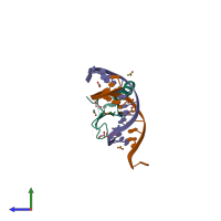 PDB entry 3vxx coloured by chain, side view.