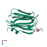 PDB entry 3vy7 coloured by chain, top view.